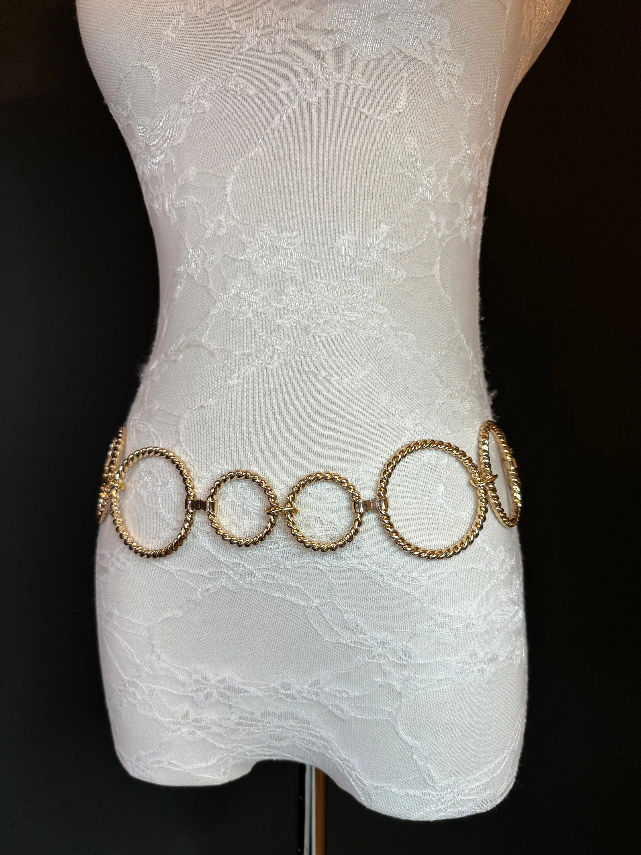 X-long Belt, High Quality Ring Belt, Textured Gold Metal Rings Belt, Chain Belt, Fashion Belt, Plus Sizes 18”-60”, FAN Design Exclusive