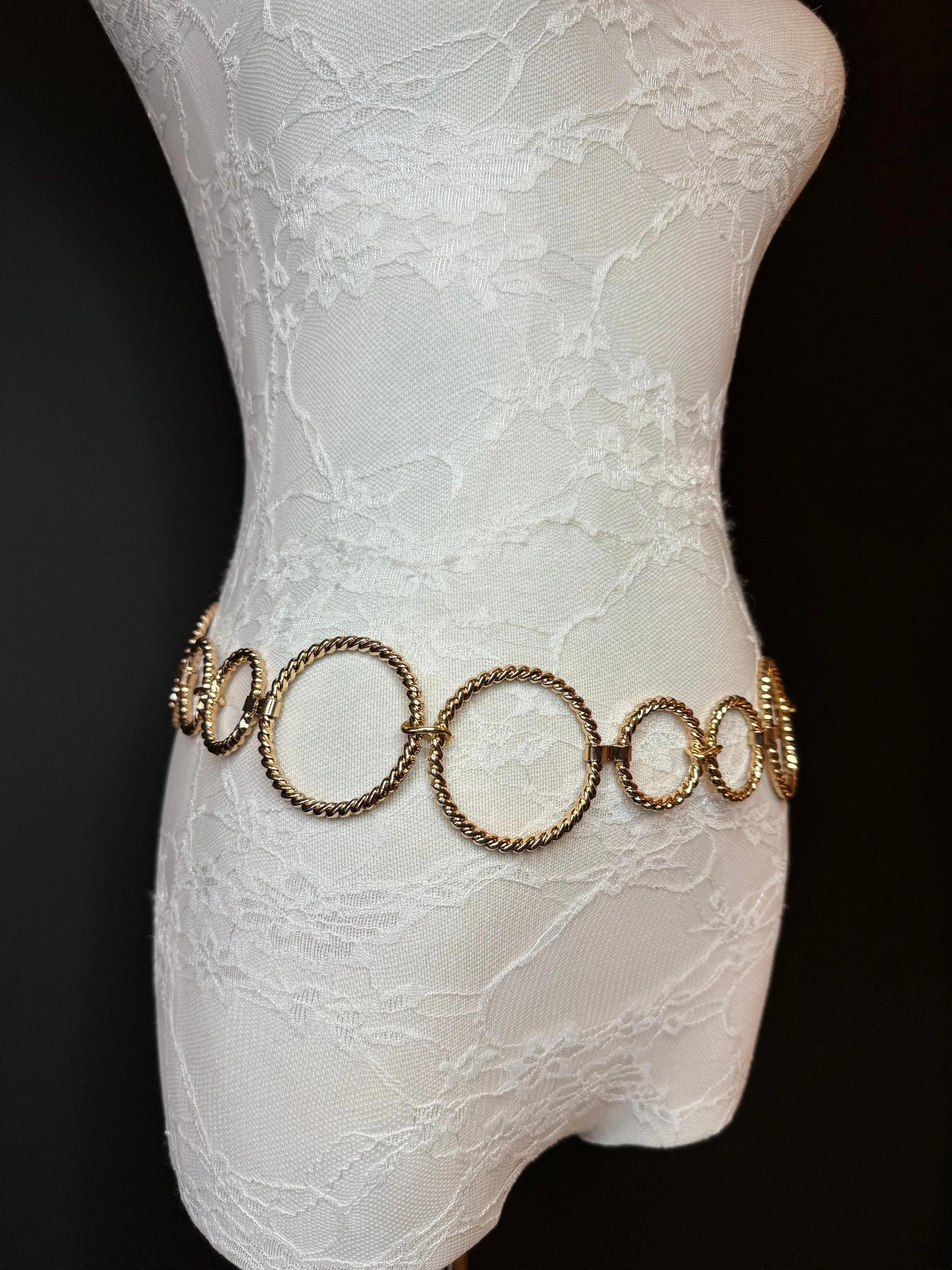 X-long Belt, High Quality Ring Belt, Textured Gold Metal Rings Belt, Chain Belt, Fashion Belt, Plus Sizes 18”-60”, FAN Design Exclusive