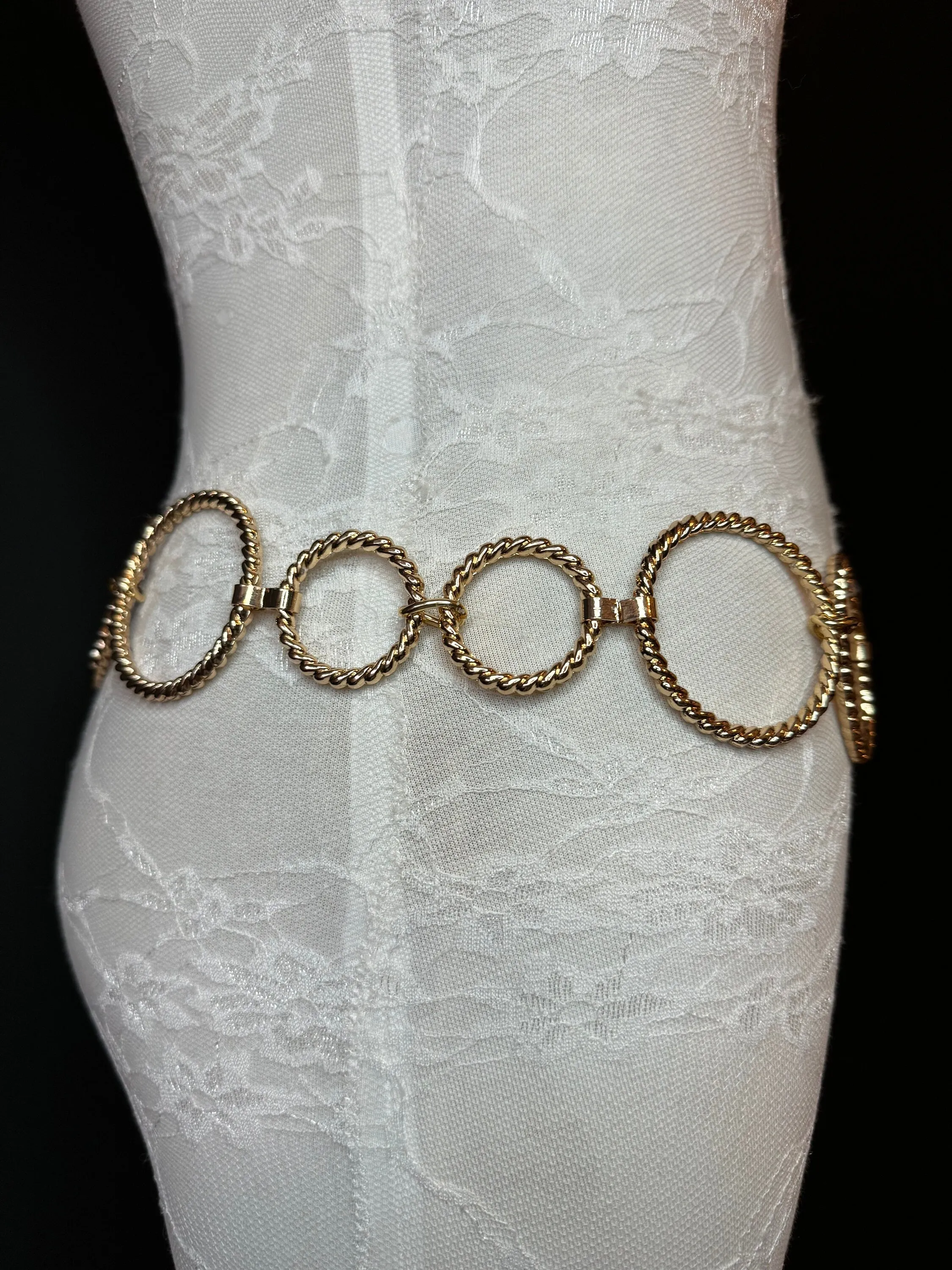 X-long Belt, High Quality Ring Belt, Textured Gold Metal Rings Belt, Chain Belt, Fashion Belt, Plus Sizes 18”-60”, FAN Design Exclusive