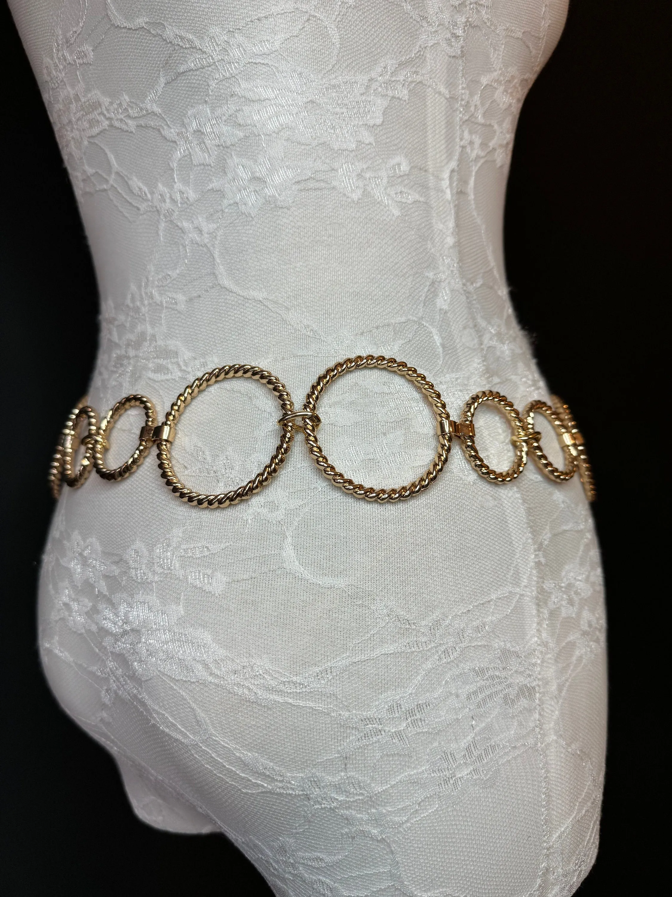 X-long Belt, High Quality Ring Belt, Textured Gold Metal Rings Belt, Chain Belt, Fashion Belt, Plus Sizes 18”-60”, FAN Design Exclusive