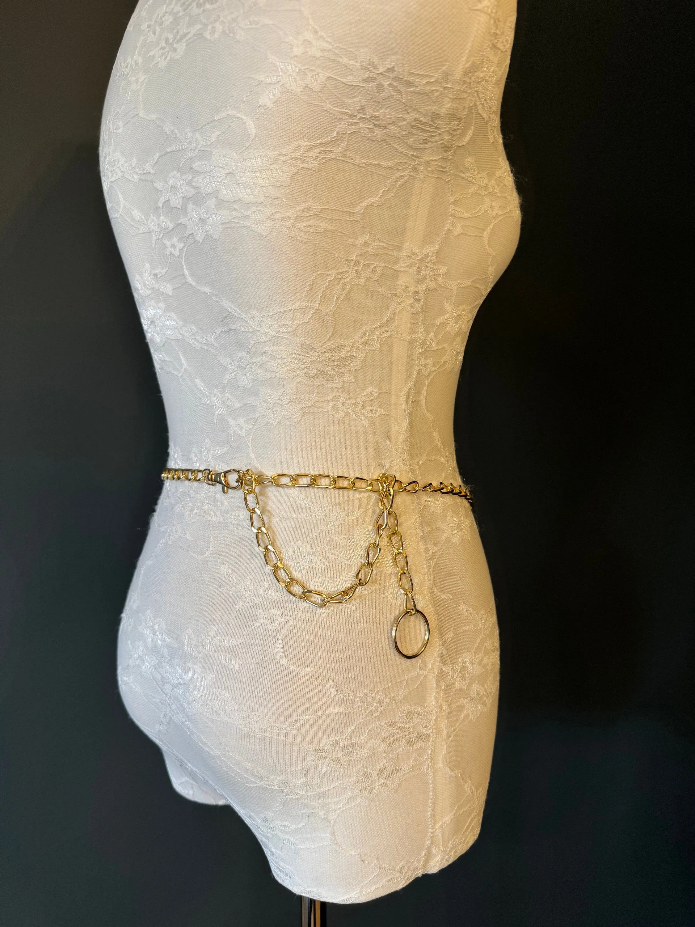 X-Long Belt, Metal Cat Shaped Chain Belt, Gold Chain Belt, Cat Suit Belt, Beads, Fashion Belt, Gift, Quality Belt, Costume Accessory