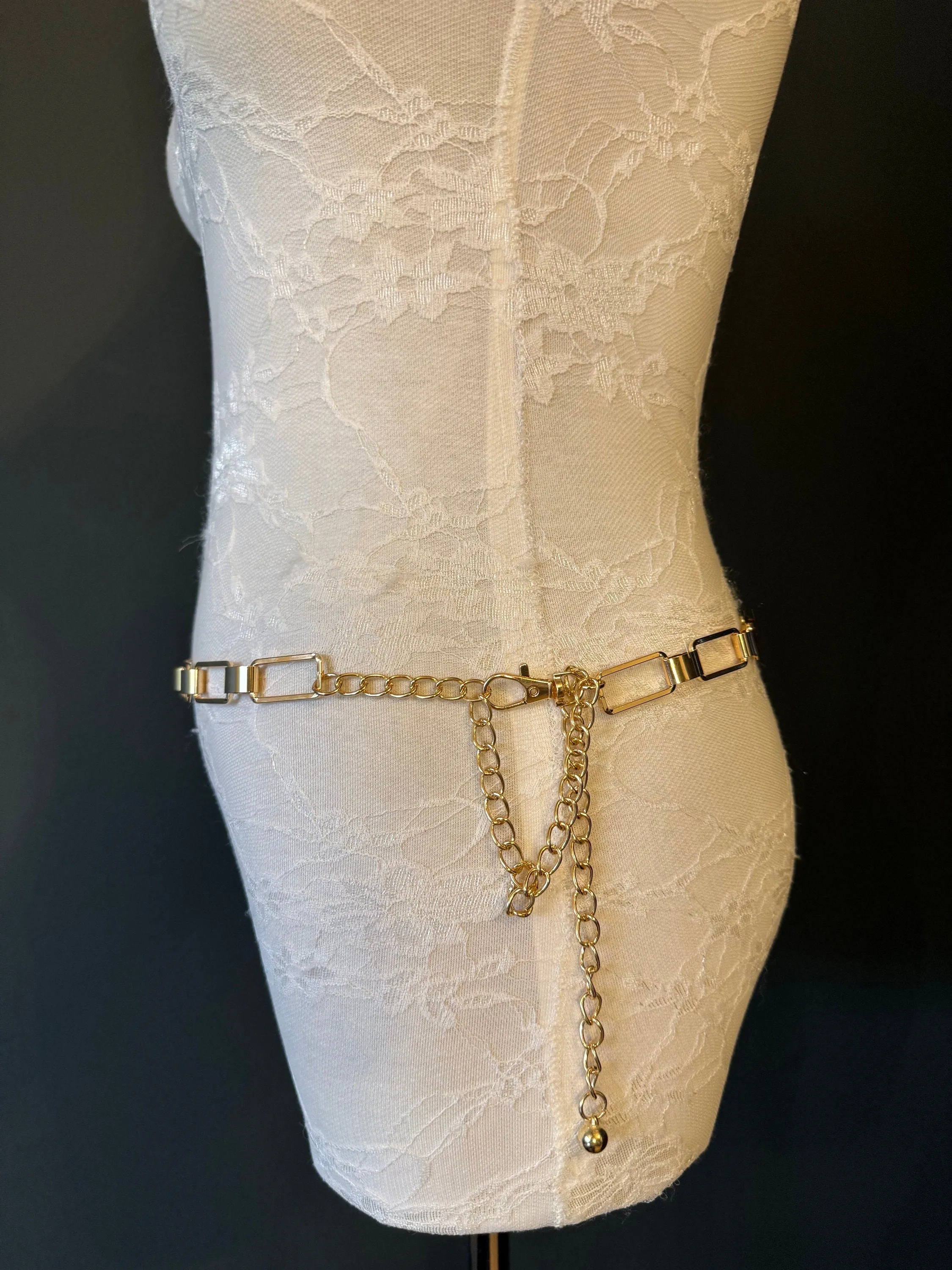 X-Long Belt, Metal Rectangle Ring Chain Belt, Gold Chain Belt,, Fashion Belt, Gift, Quality Belt, Accessory, Gold Belt, Swimwear, Dress Belt