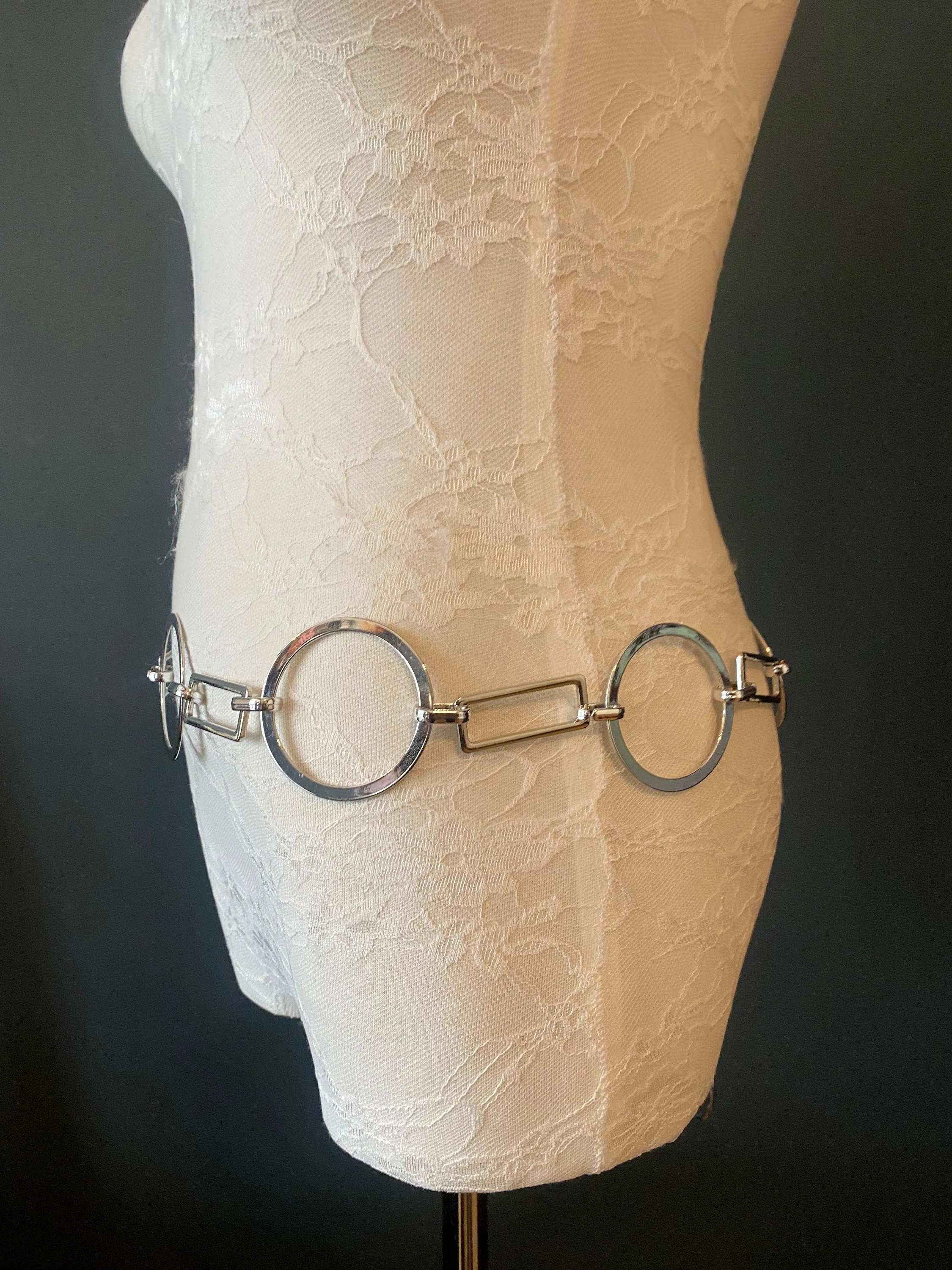 X-Long Belt, Silver Metal Ring Belt, Fashion Belt, Plus Sizes, Ring Belts, High Quality Italian Belt, 2” Rings, Chain Belts, UK Size 4-32