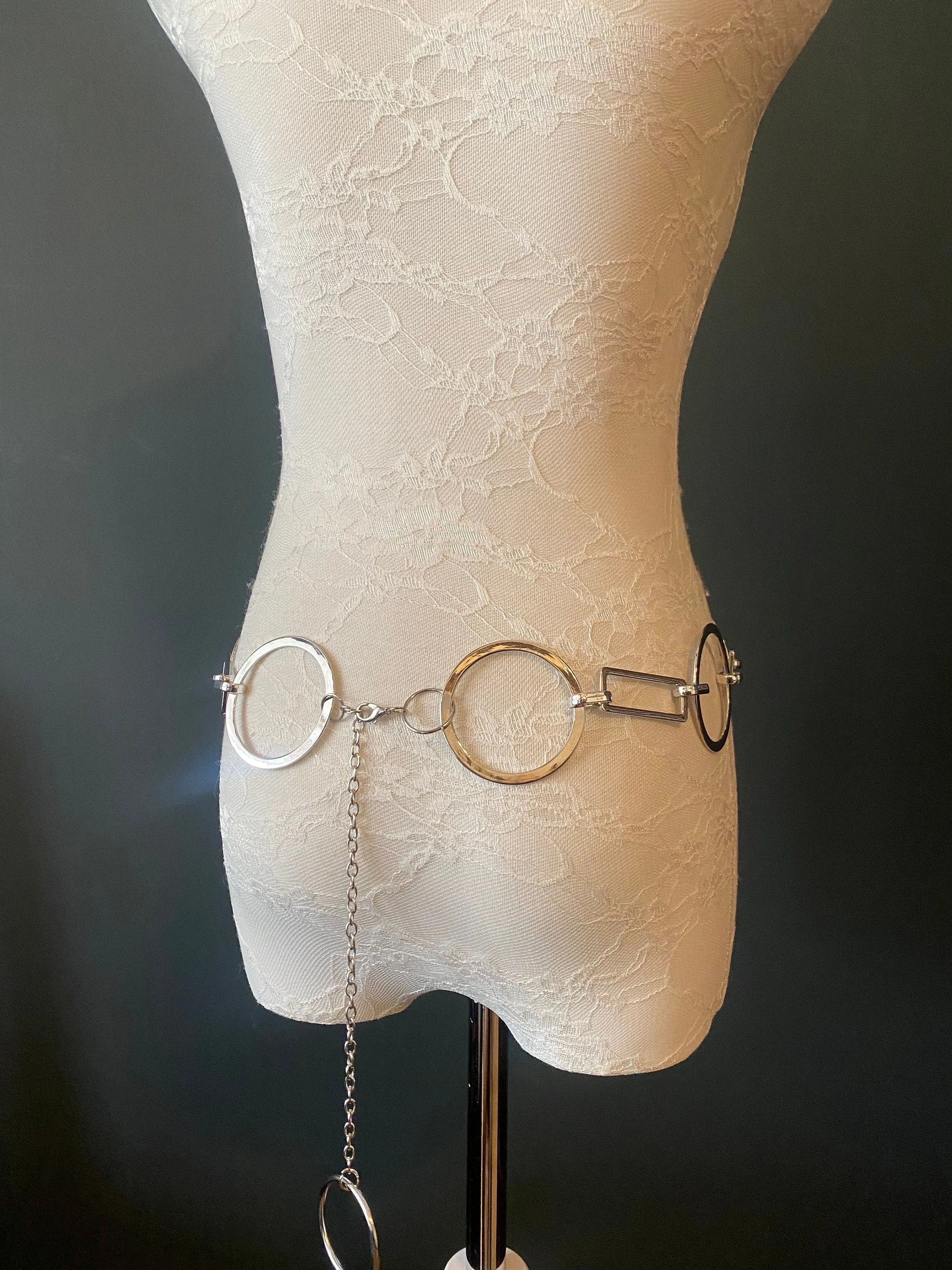 X-Long Belt, Silver Metal Ring Belt, Fashion Belt, Plus Sizes, Ring Belts, High Quality Italian Belt, 2” Rings, Chain Belts, UK Size 4-32