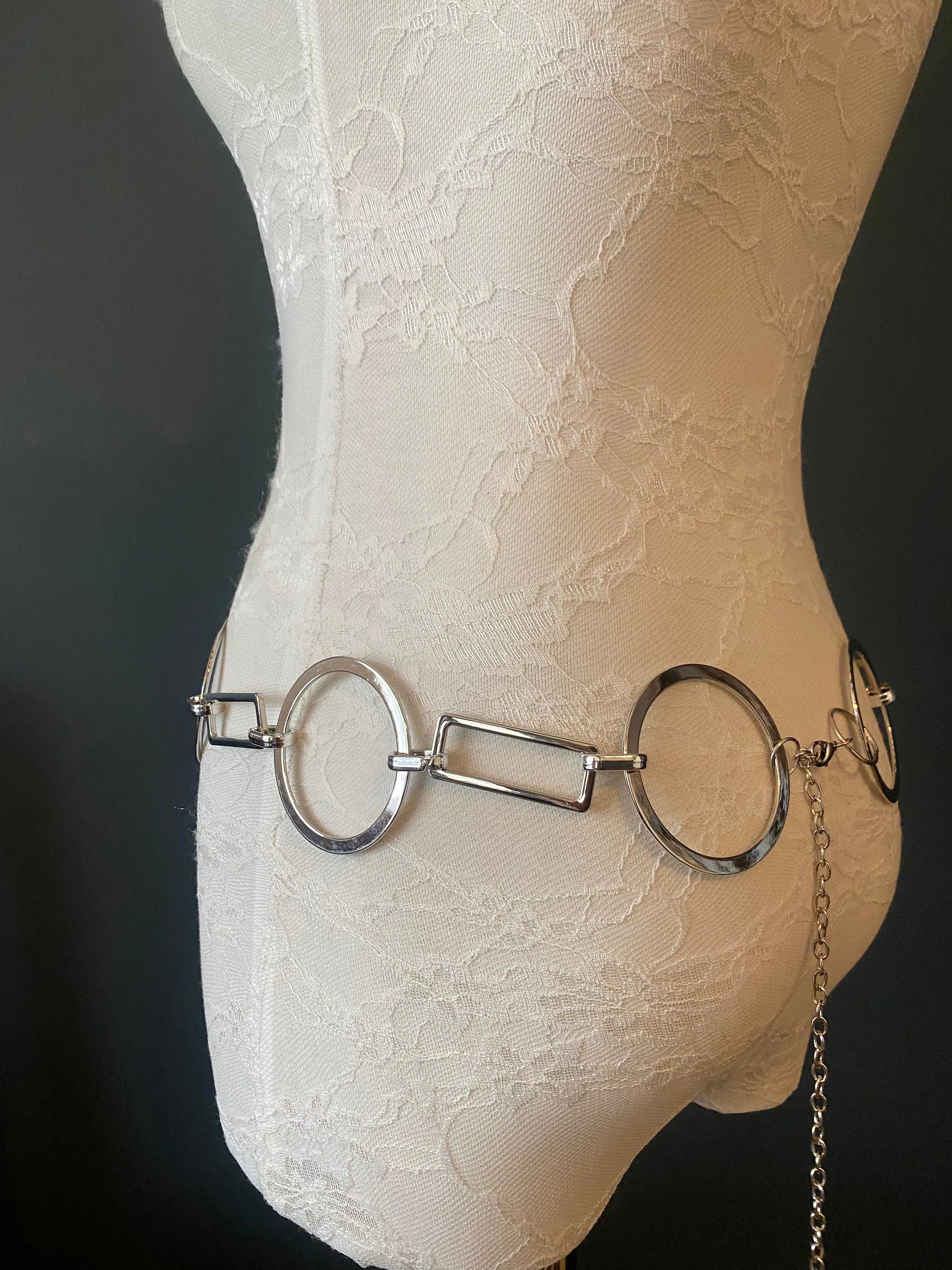 X-Long Belt, Silver Metal Ring Belt, Fashion Belt, Plus Sizes, Ring Belts, High Quality Italian Belt, 2” Rings, Chain Belts, UK Size 4-32