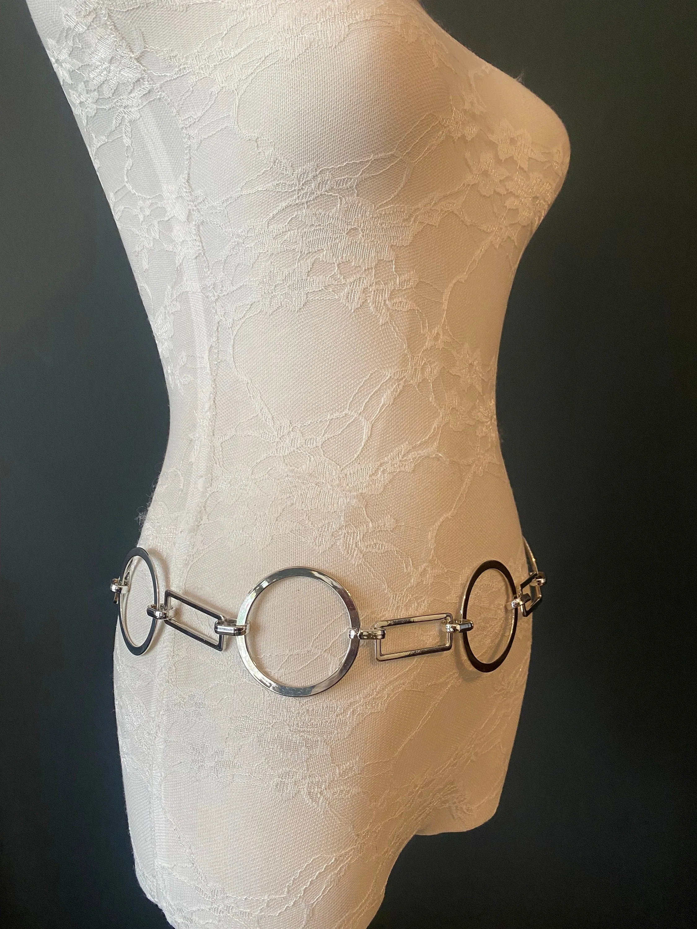 X-Long Belt, Silver Metal Ring Belt, Fashion Belt, Plus Sizes, Ring Belts, High Quality Italian Belt, 2” Rings, Chain Belts, UK Size 4-32