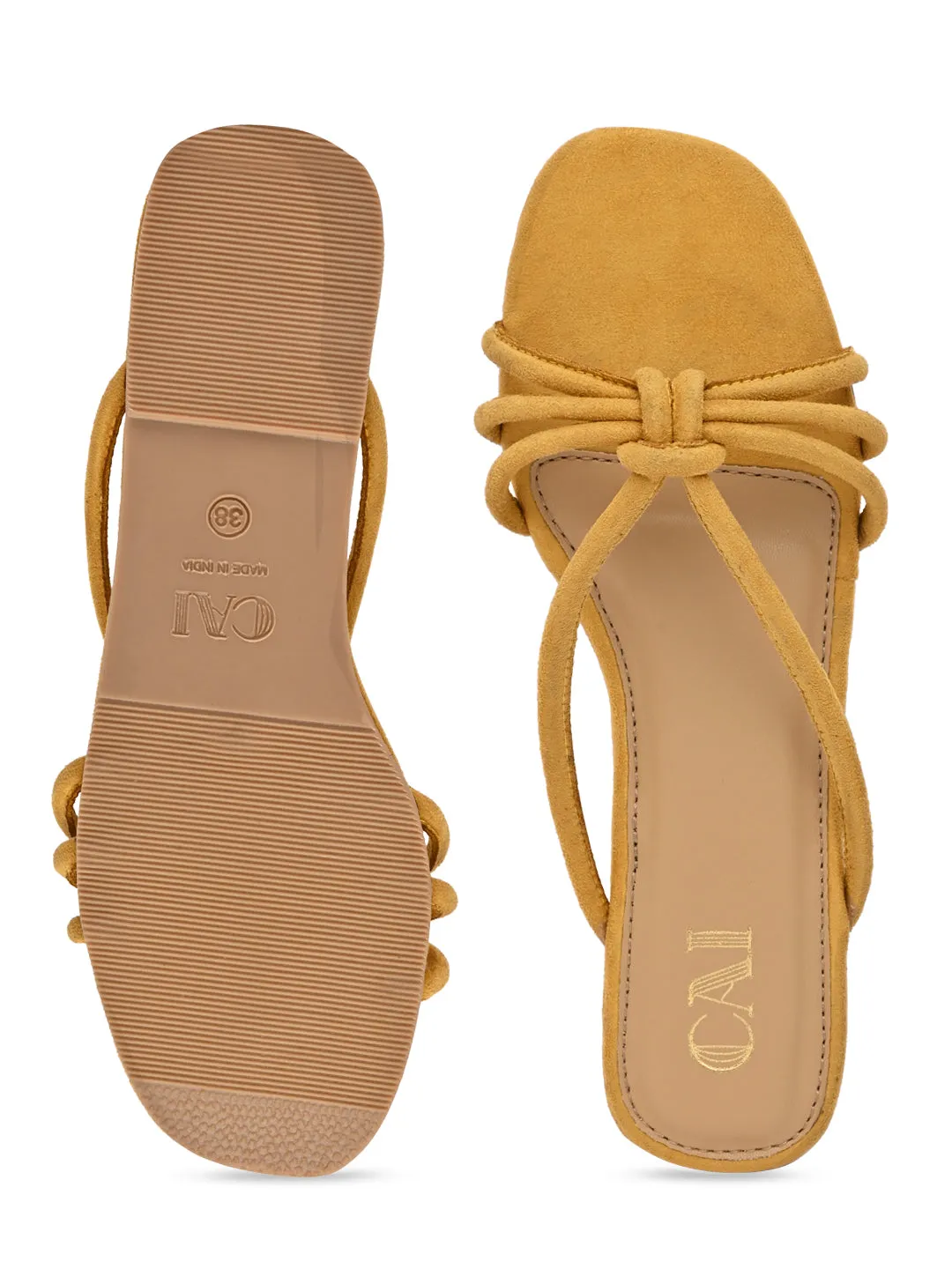Yellow knotted flats