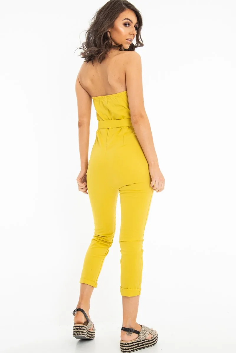 Yellow Tie Waist Sleeveless Jumpsuit - Tamya