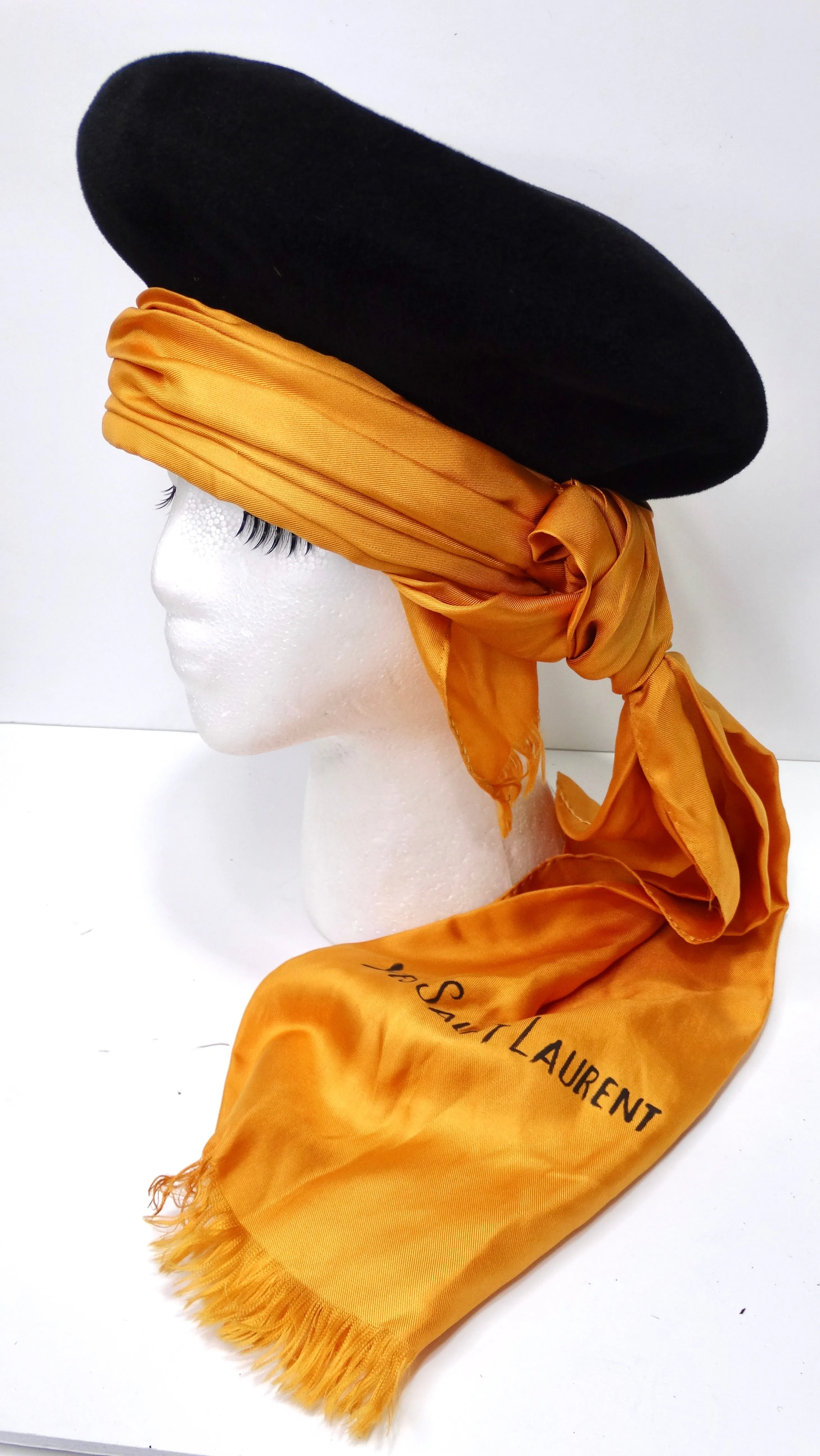 Yves Saint Laurent Rare Hat with Silk Scarf