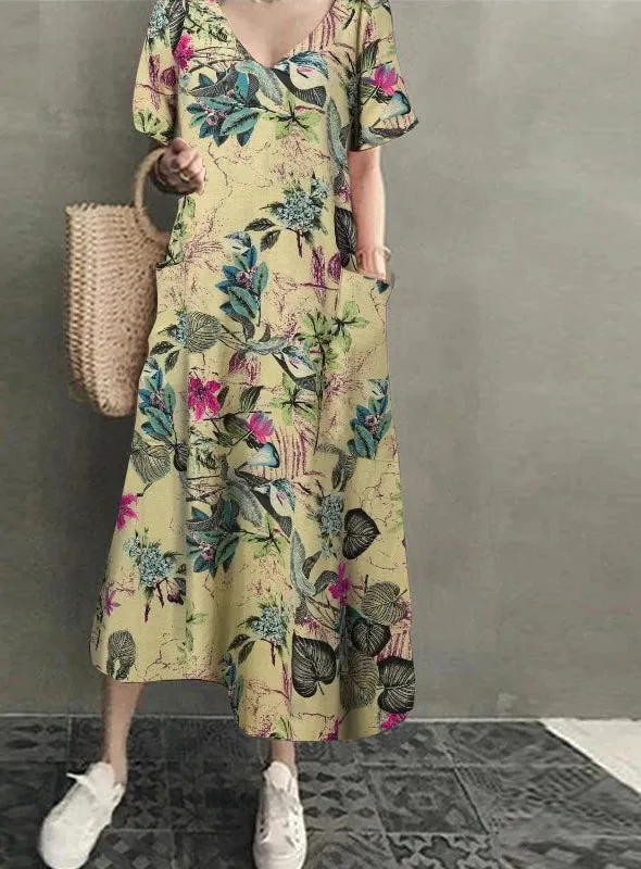 ZANZEA Casual Cotton Linen Maxi Dress with Pockets