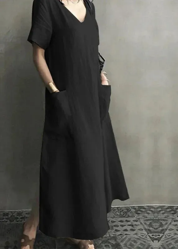 ZANZEA Casual Cotton Linen Maxi Dress with Pockets