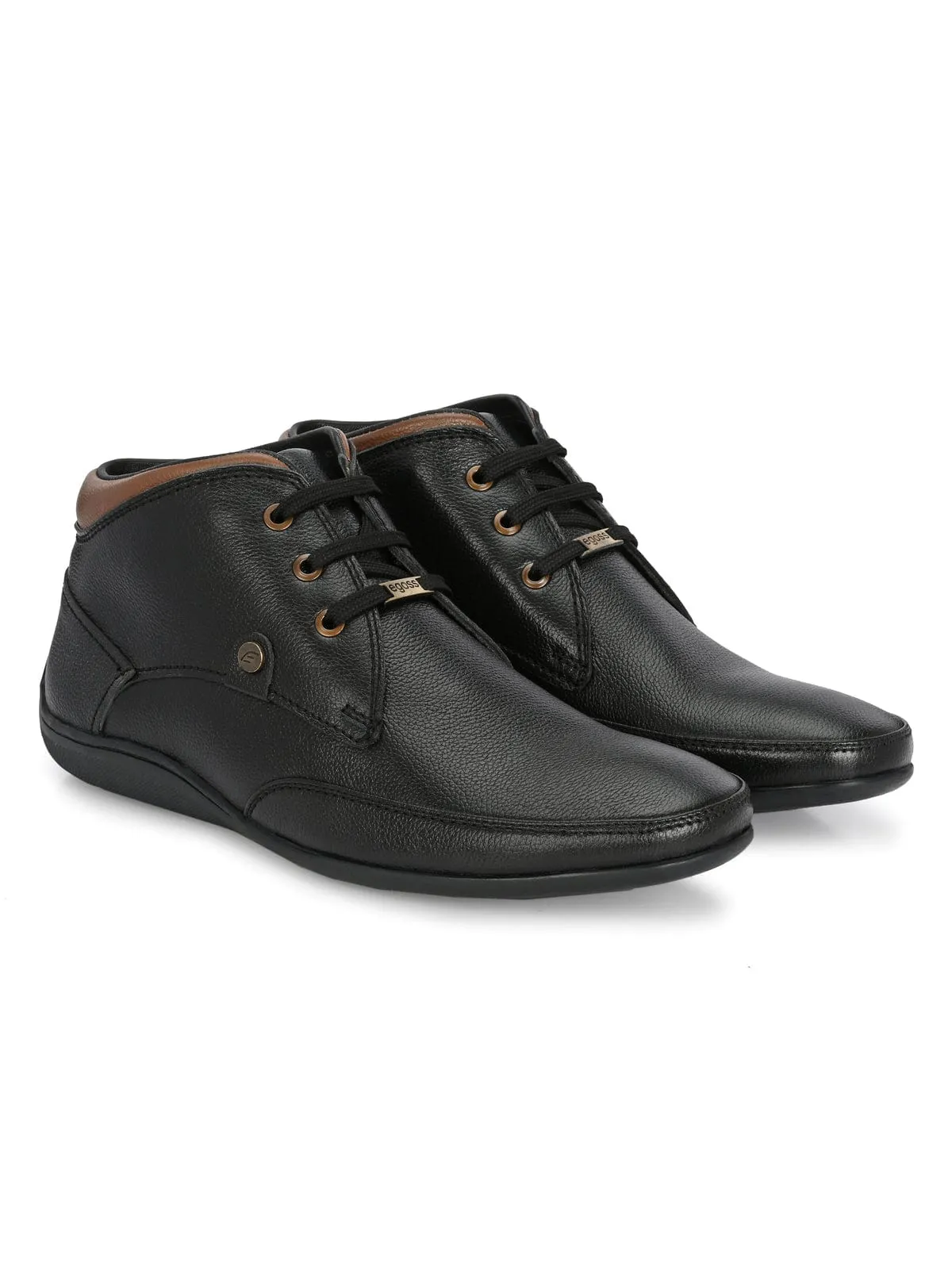 Zenma Black Leather Casual Boots