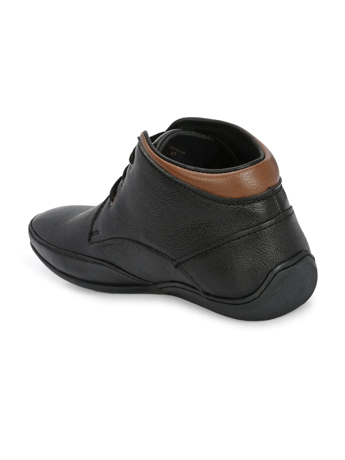 Zenma Black Leather Casual Boots