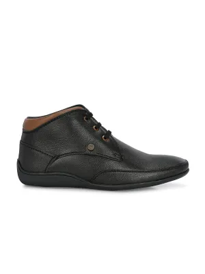 Zenma Black Leather Casual Boots