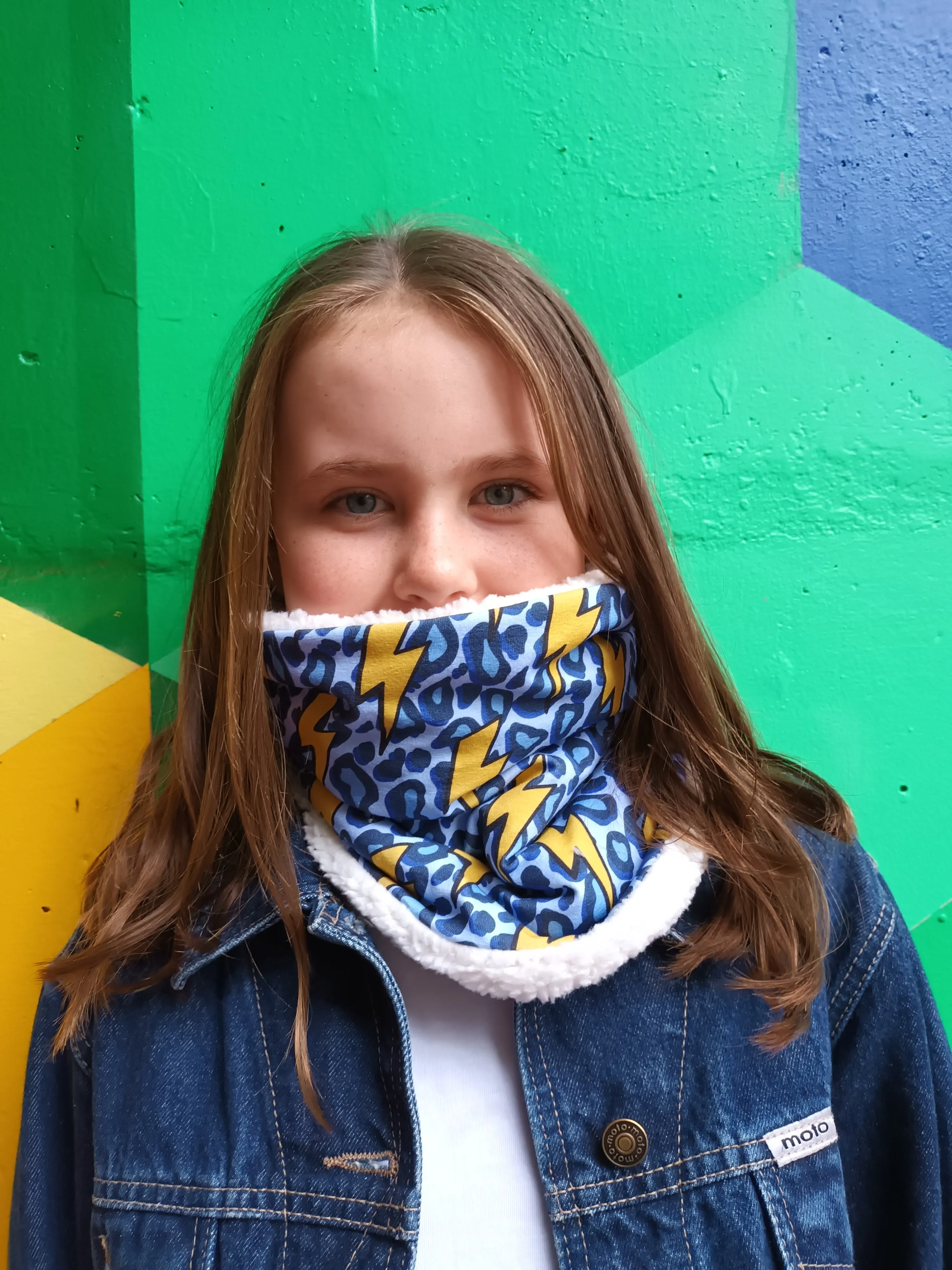 Ziggy Bolt Blue Snood, Baby/Kids/Adult neck Warmer
