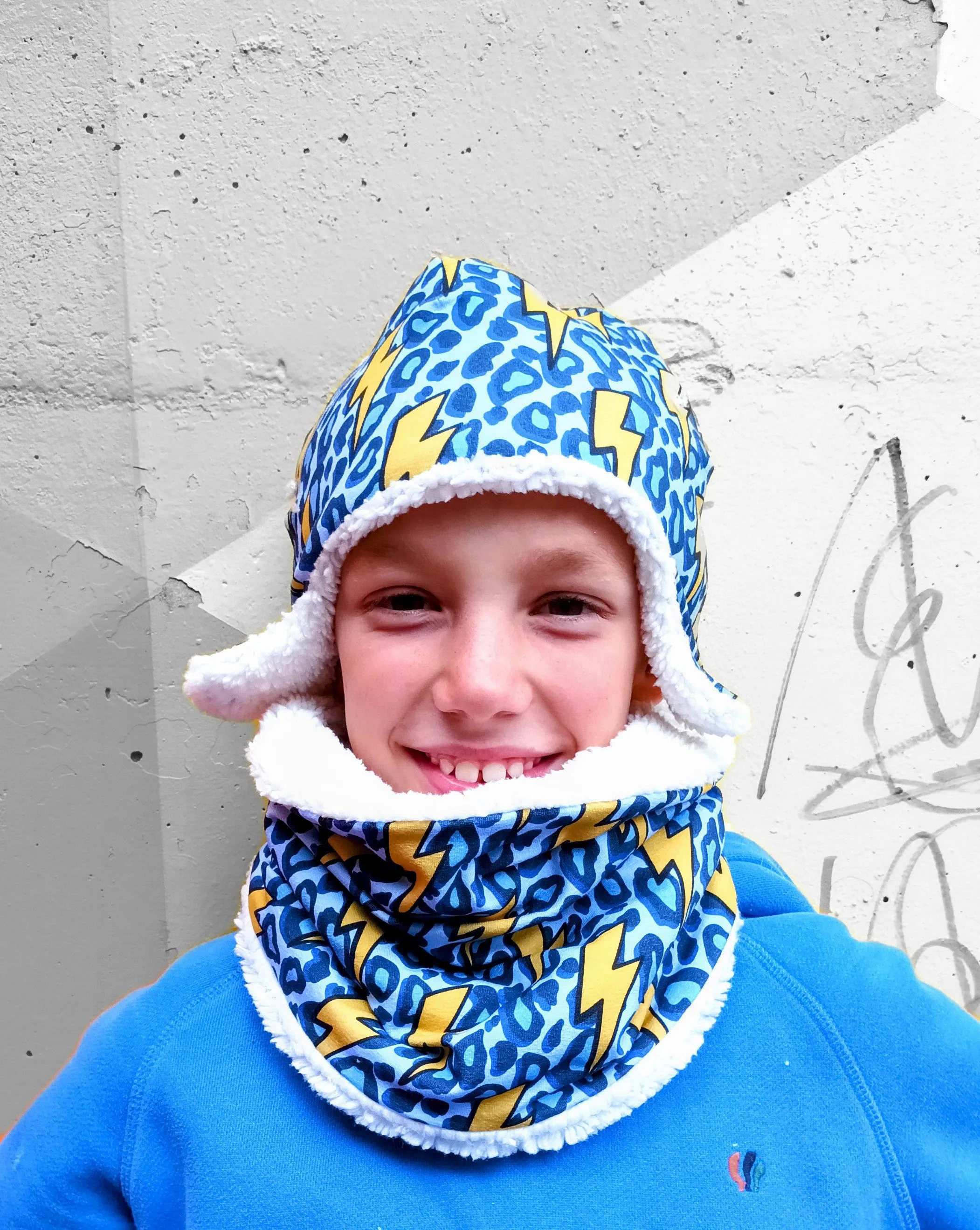 Ziggy Bolt Blue Snood, Baby/Kids/Adult neck Warmer