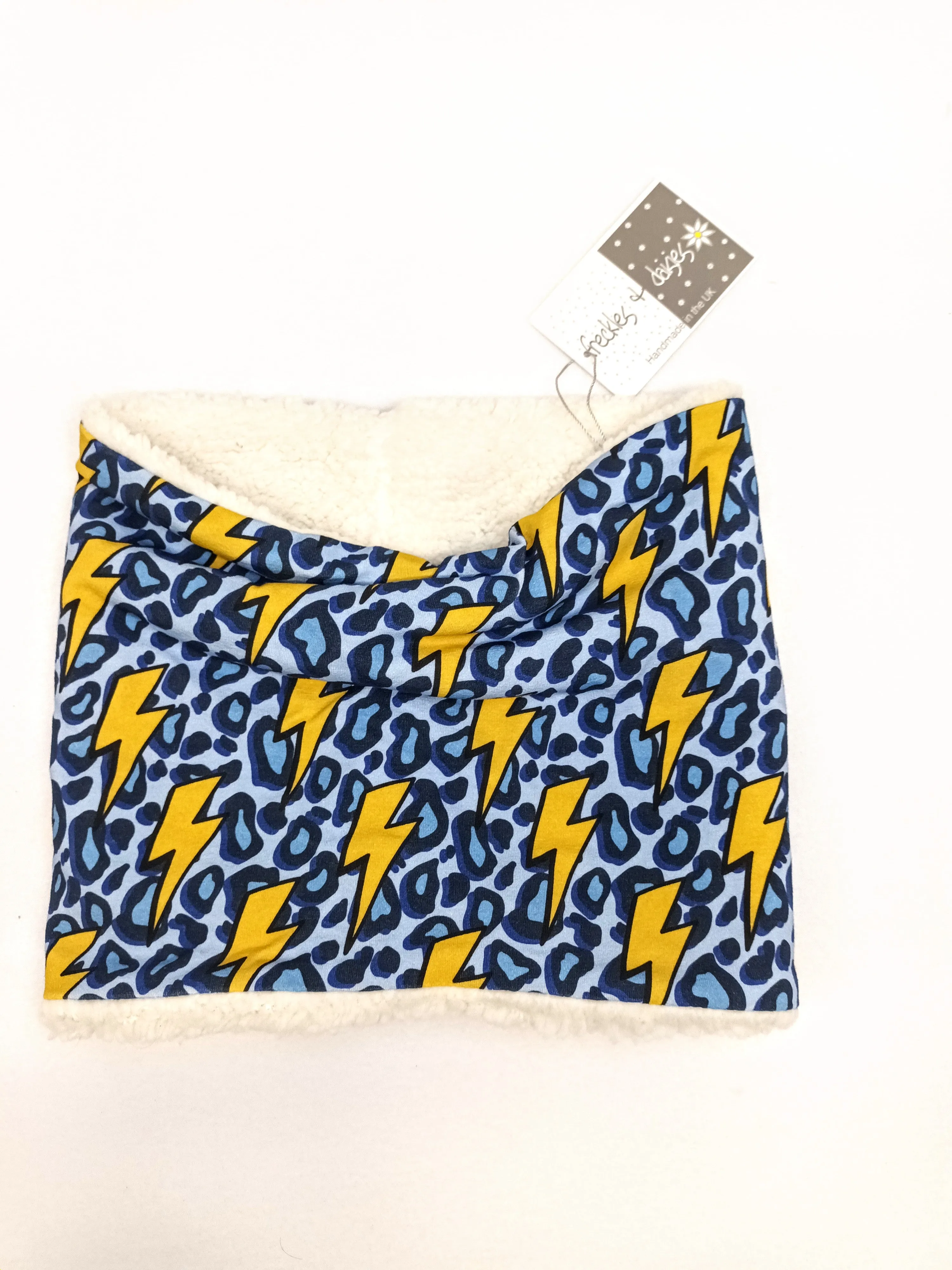 Ziggy Bolt Blue Snood, Baby/Kids/Adult neck Warmer
